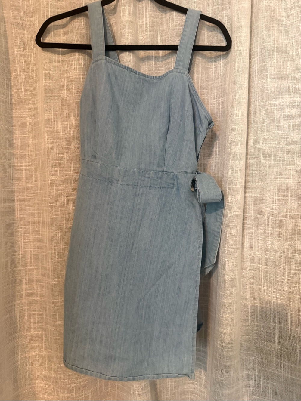 Light Denim Tie-Waist Mini Dress